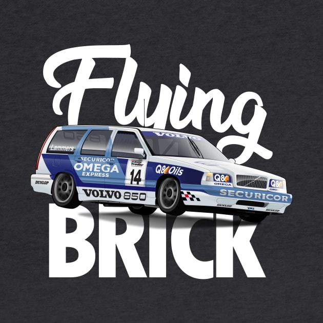 Volvo 850 Turbo Estate Touring Car BTCC White Text by motordoodles